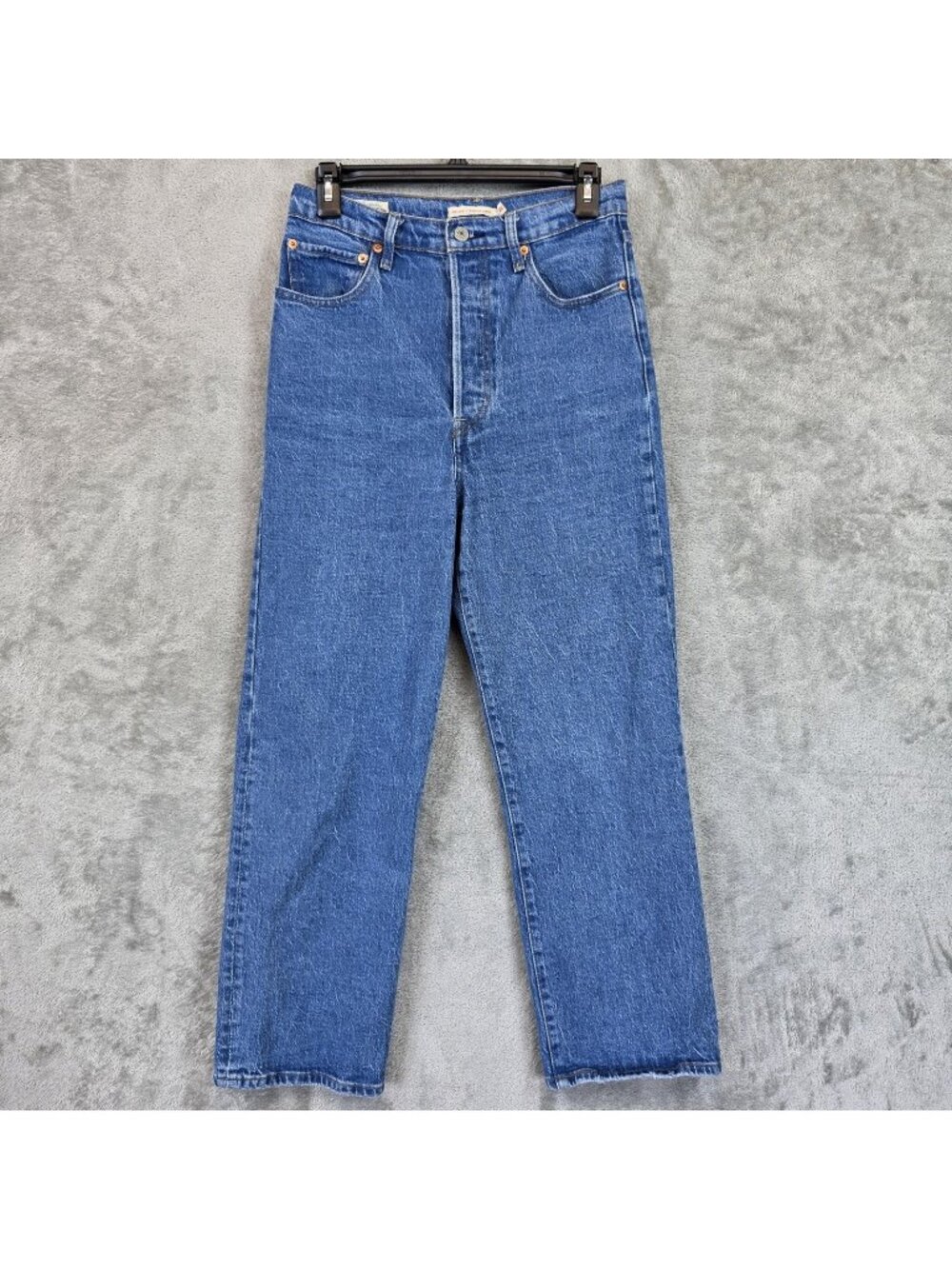 Levis Ribcage Straight Ankle Jeans Womens 28 Blue Med Wash High Rise Stretch